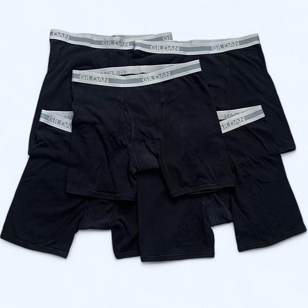 Gildan Men’s Size Medium Black Gray Boxer Briefs 5 Pairs Gently Used Pre-owned